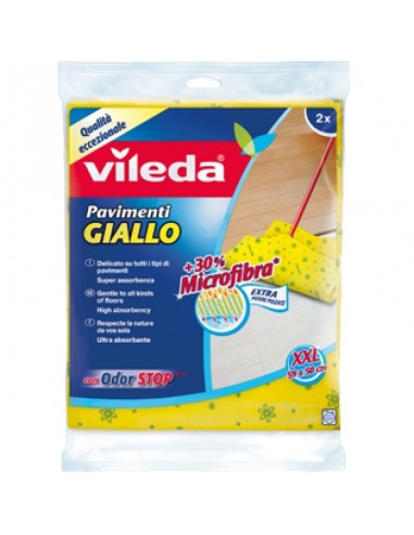 PANNI MICROFIBRA E PAVIMENTI: vendita online VILEDA PANNO PAVIMENTI GIALLO 2 PZ 59X50 CM FHP in offerta