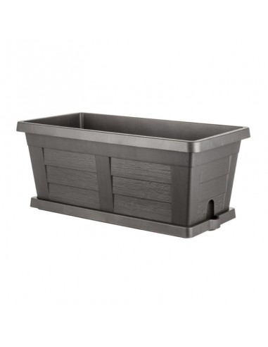 VASI E SOTTO VASI: vendita online FIORIERA IN PLASTICA TRAMA LEGNO 100 CM ANTRACITE in offerta