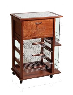 CARRELLI E MENSOLE: vendita online CARRELLO VESUVIO PORTAPANE E PORTABOTTIGLIE CILIEGIO in offerta