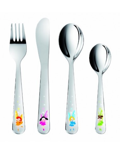 POSATERIA: vendita online TESCOMA SET 4 POSATE PER BAMBINI DECORO FATINE IN ACCIAIO 668090 in offerta