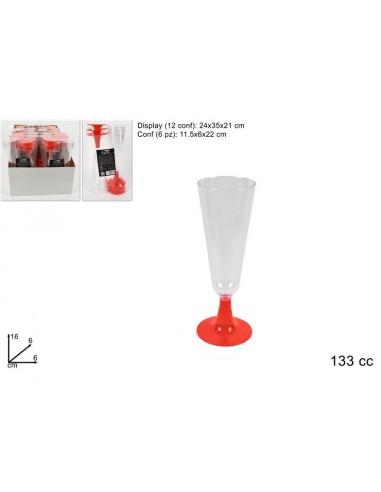 MONOUSO: vendita online CONF 6 FLUTES 407554 FONDO ROSSO in offerta