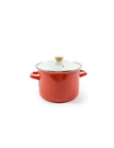 PENTOLA 02603 SMALTO ROSSO 24CM CON COPERCHIO su Shop in Casa