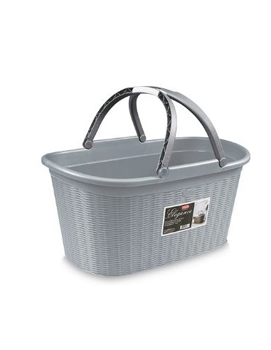 CESTE BUCATO PLASTICA: vendita online CESTA 30197 ELEGANCE GRIGIO C/MANICI in offerta