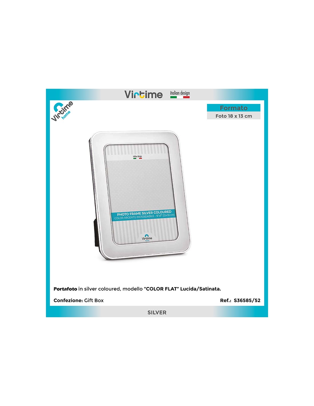 PORTAFOTO E CORNICI: vendita online PORTAFOTO 36585/52 SILVER 13X18CM FLAT in offerta