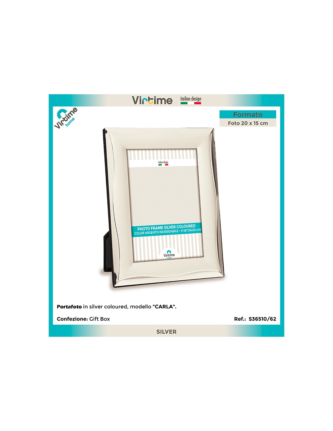 PORTAFOTO E CORNICI: vendita online PORTAFOTO 36585/62 SILVER 15X20CM FLAT in offerta