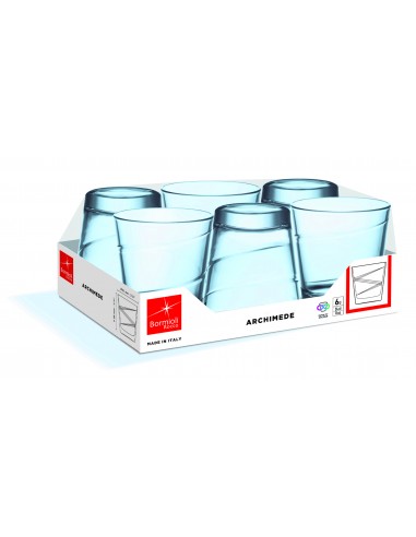 BICCHIERI ACQUA VINO BIBITA: vendita online ARCHIMEDE CONFEZIONE 6 BICCHIERI AZZURRI PER ACQUA 24CL BORMIOLI ROCCO in offerta