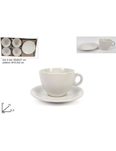 TAZZE CAFFE' E LATTE: vendita online SET 4 TAZZE CAPPUCCINO 58308 CON PIATTINO in offerta