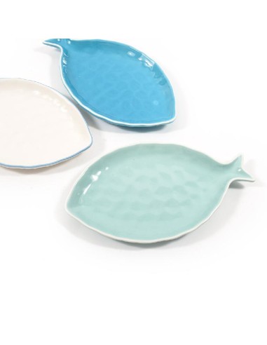 PIATTI: vendita online PIATTO PESCE 01860 COLORI ASSORTITI 31,5X18CM CERAMICA in offerta