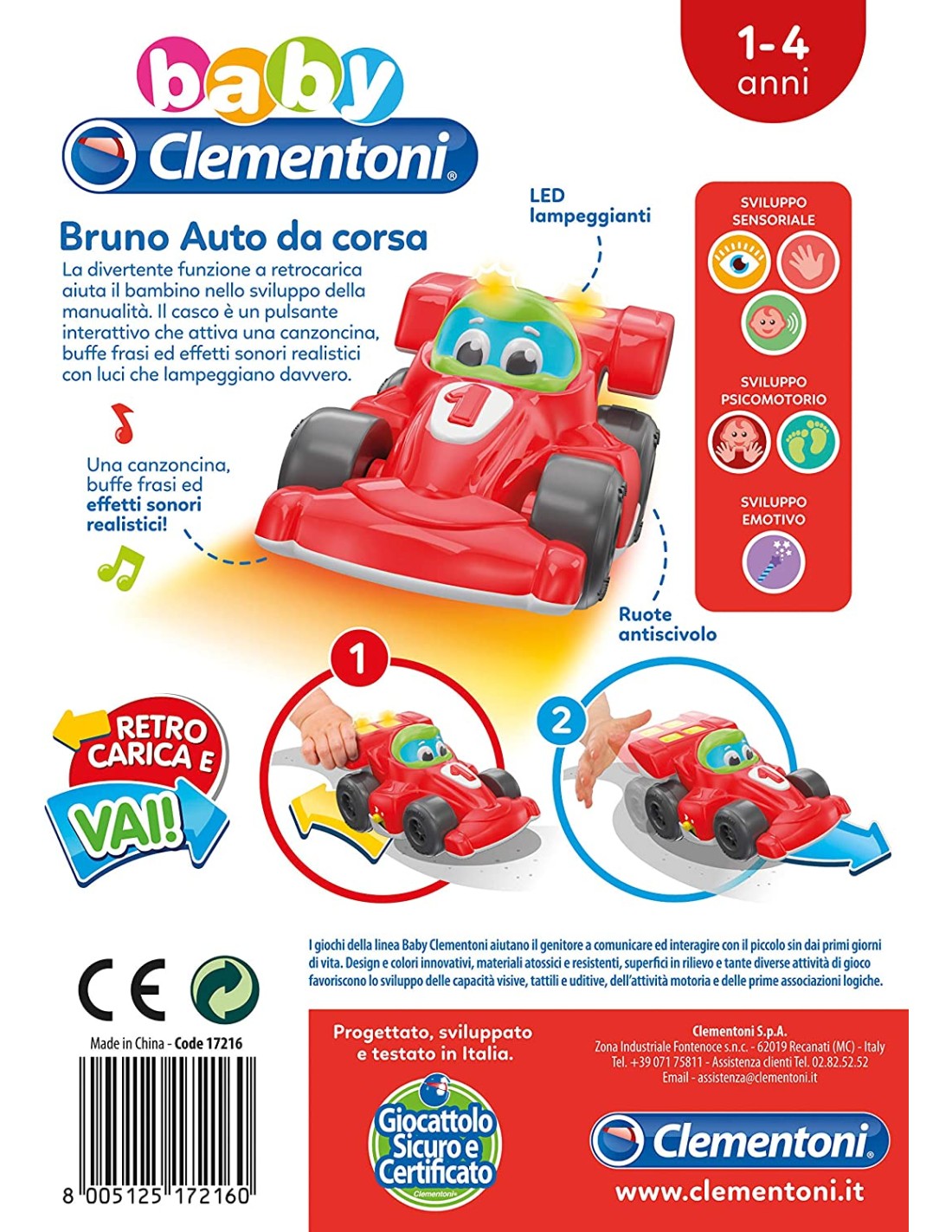 INFANZIA: vendita online BABY BRUNO FORMULA 1 14860 CLEMENTONI in offerta