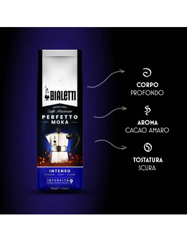 CAFFE': vendita online Bialetti Perfetto caffè macinato per moka gusto confezione da 250gr - Intenso in offerta