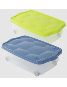 BOX E CONTENITORI SALVASPAZIO: vendita online Contenitore Salvaspazio con Coperchio e Ruote 40x60x18,5 cm - PVC, Pratico e Re... 2
