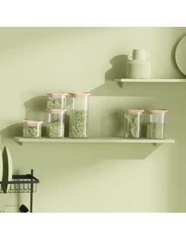 BARATTOLI SALE E ZUCCHERO: vendita online SET 3 BARATTOLI ERMETICI VETRO/LEGNO in offerta