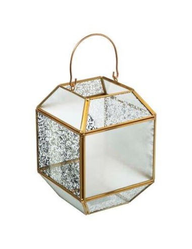 LANTERNE: vendita online LANTERNA 175982 GEOMETRICA VETRO 14X14X20CM in offerta