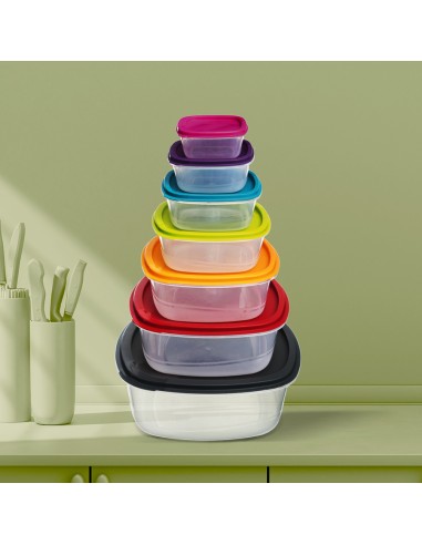 CONTENITORI E BROCCHE: vendita online SET 7 CONTENITORI 120392 CON COPERCHIO QUADRATI in offerta