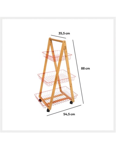 CARRELLI E MENSOLE: vendita online CARRELLO 174682E 3P BAMBOO/ROSA in offerta