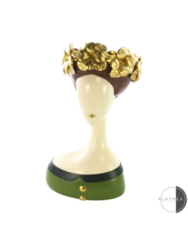 OGGETTISTICA: vendita online BUSTO DONNA FIORI ORO 17X14X30CM RESINA in offerta