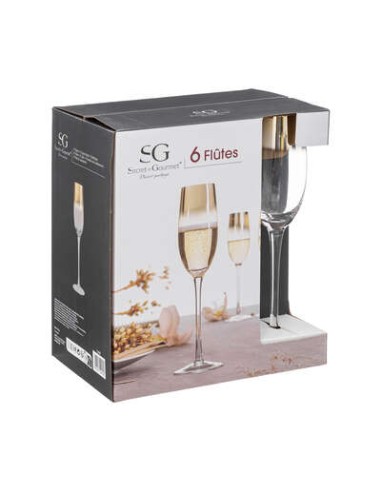 CALICI VINO E SPUMANTE: vendita online CONFEZIONE 6 FLUTE ARYA 21CL ORO in offerta