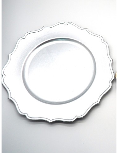 TAVOLA E CUCINA: vendita online PIATTO PLASTICA FIORE D33CM ARGENTO in offerta