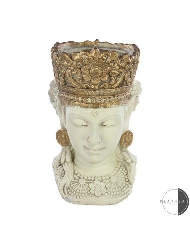 VASI D'ARREDO: vendita online BUDDHA PORTAVASO BIANCO/ORO 28X29X49CM MAGNESIA in offerta