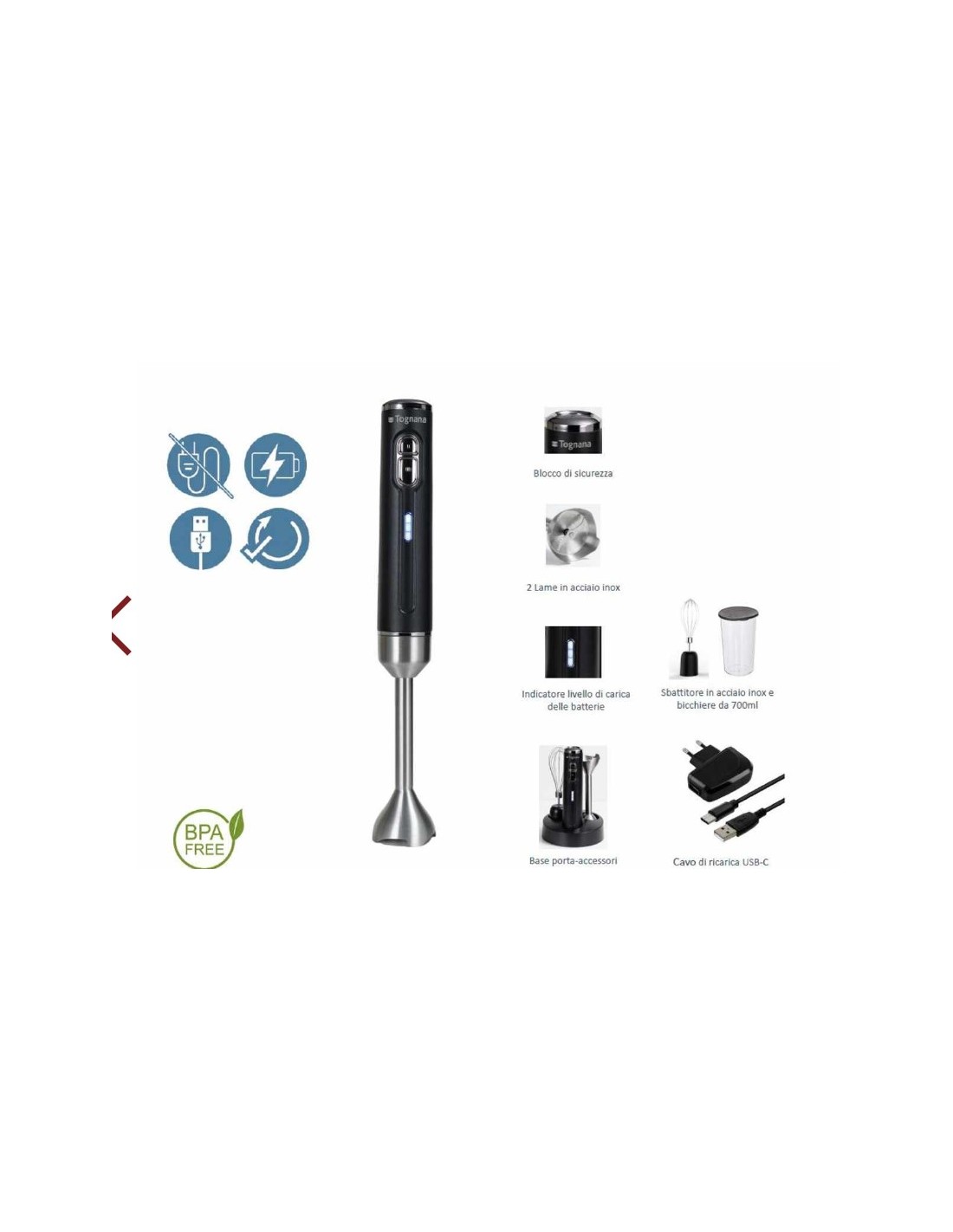 FRULLATORI E TRITATUTTO: vendita online FRULLATORE IMMERSIONE 200W SENZA FILI AVANTSPACE in offerta