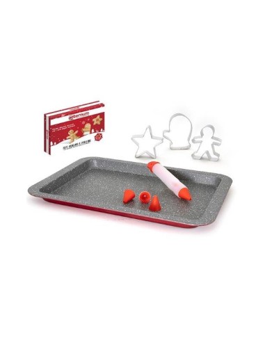 TEGLIE ANTIADERENTE: vendita online AUGURI E PALLINE SET TEGLIA 38X27 CON PENNA+STAMPI in offerta