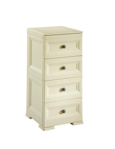 CASSETTIERE: vendita online Tontarelli, cassettiera stretta, 4 cassetti piccoli, angora, 40x47x85,5 cm, mobile contenitore, o...
