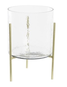 PORTACANDELE E CANDELIERI: vendita online PORTACANDELA PV200158 VETRO/METALLO 18X18X28CM TRASPARENTE in offerta
