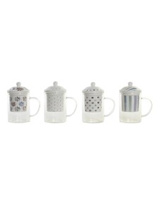 TAZZE CAFFE' E LATTE: vendita online TAZZA DA INFUSIONE PC200254 CERAMICA/VETRO 300ML DECORI ASSORTITI in offerta