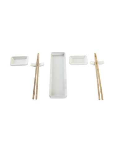 ACCESSORI VARI: vendita online SET SUSHI 7PZ PORCELLANA/BAMBOO BIANCO PC202885 in offerta