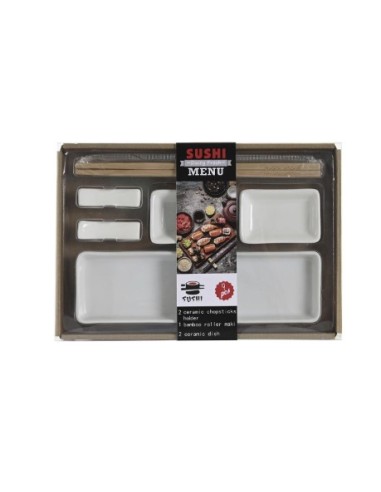 ACCESSORI VARI: vendita online SET SUSHI 7PZ PORCELLANA/BAMBOO BIANCO PC202885 in offerta