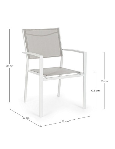 SEDIE E POLTRONE: vendita online Poltrona da Giardino Hilde Bianco Cloud, struttura in alluminio, seduta textilene 2x1, impil...