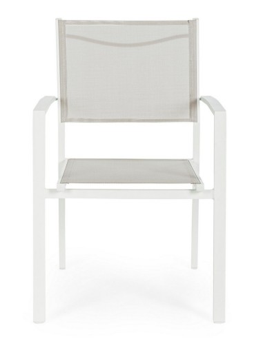 SEDIE E POLTRONE: vendita online Poltrona da Giardino Hilde Bianco Cloud, struttura in alluminio, seduta textilene 2x1, impil...