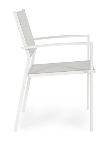 SEDIE E POLTRONE: vendita online Poltrona da Giardino Hilde Bianco Cloud, struttura in alluminio, seduta textilene 2x1, impil...