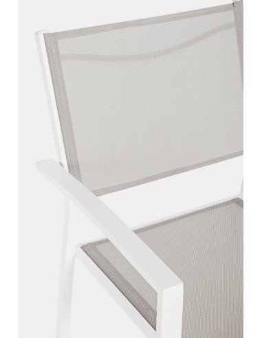 SEDIE E POLTRONE: vendita online Poltrona da Giardino Hilde Bianco Cloud, struttura in alluminio, seduta textilene 2x1, impil...