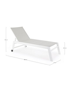 LETTINI E SDRAIO: vendita online Lettino Hilde bianco con ruote, schienale reclinabile, textilene imbottito, dimensioni 65x20...