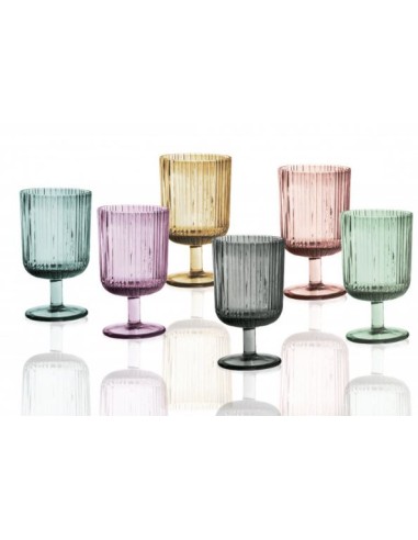 BICCHIERI ACQUA VINO BIBITA: vendita online 51069 SET 6 CALICI PLISSE COLORI ASS in offerta