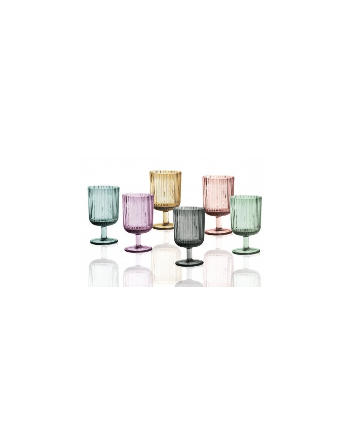 BICCHIERI ACQUA VINO BIBITA: vendita online 51069 SET 6 CALICI PLISSE COLORI ASS in offerta