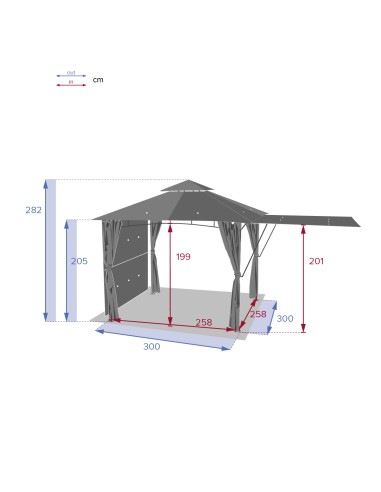 GAZEBO E OMBRELLONI: vendita online GAZEBO AMALYA 3X3 ARDESIA 149709 (base non inclusa) in offerta
