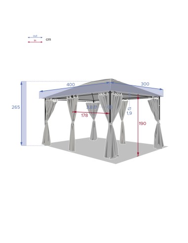 GAZEBO E OMBRELLONI: vendita online GAZEBO SANTORINI 4X3 ARDESIA 123960 (base non inclusa) in offerta
