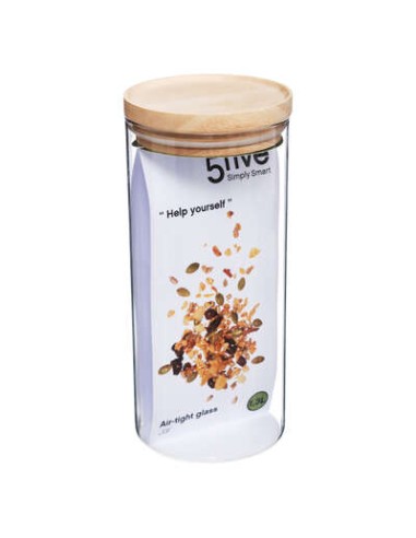 BARATTOLI SALE E ZUCCHERO: vendita online BARATTOLO ERMETICO 1,3LT VETRO/LEGNO in offerta