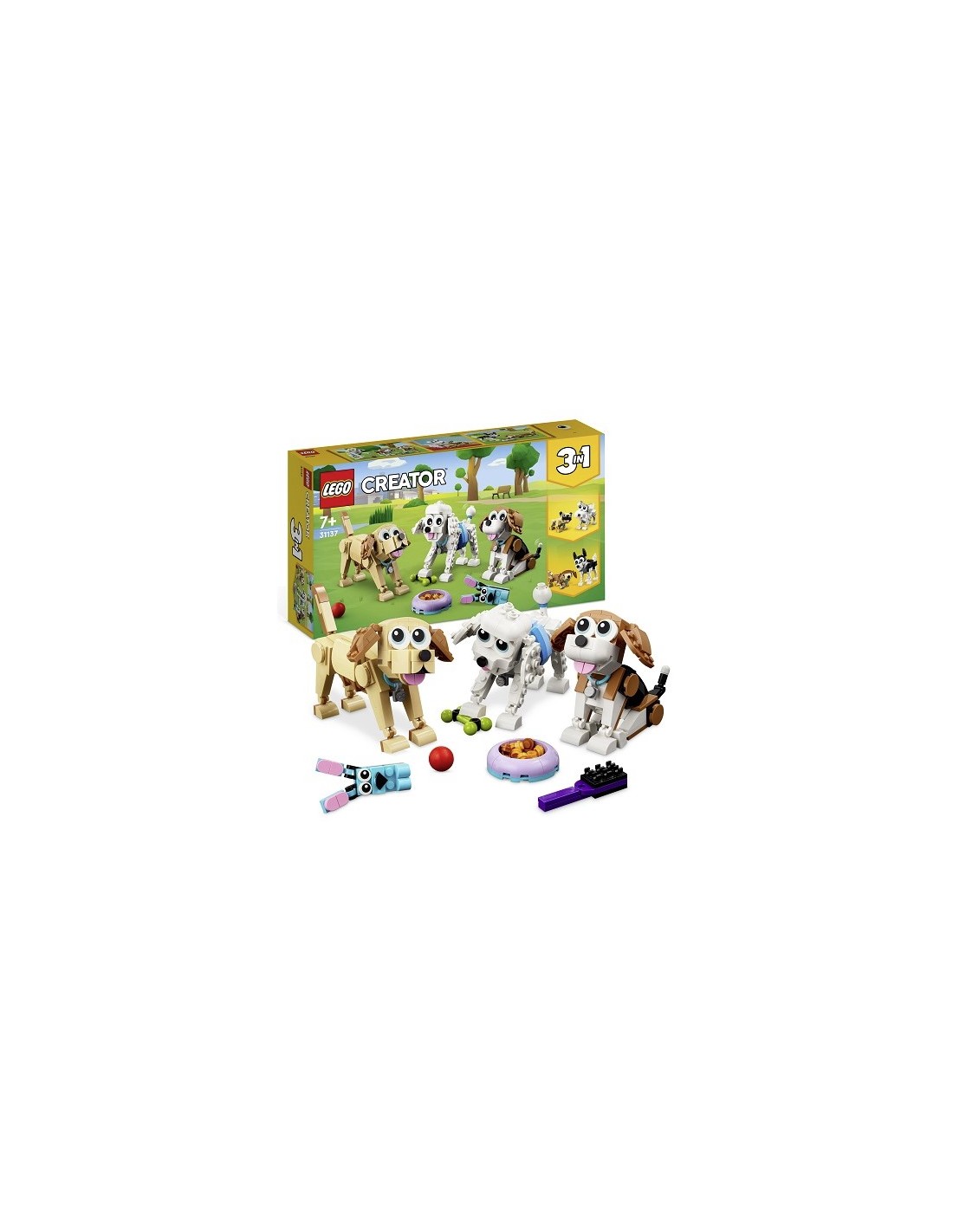 LEGO 31137 Creator Adorabili Cagnolini, Set 3 in 1 con Bassotto