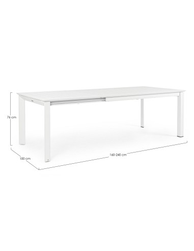 TAVOLI: vendita online Tavolo Konnor Bianco 160/240x100 cm, alluminio resistente, estendibile fino a 2,4 metri, ruote pratich...
