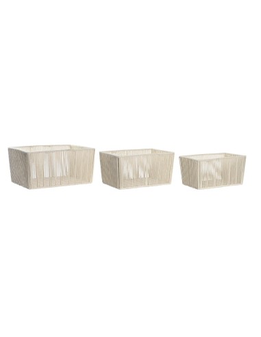 OGGETTISTICA: vendita online CESTA COTONE/METALLO BEIGE 40X30X20CM DC202049 in offerta