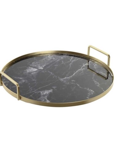 OGGETTISTICA: vendita online VASSOIO BD203350 METALLO D30CM EFFETTO MARMO NERO in offerta