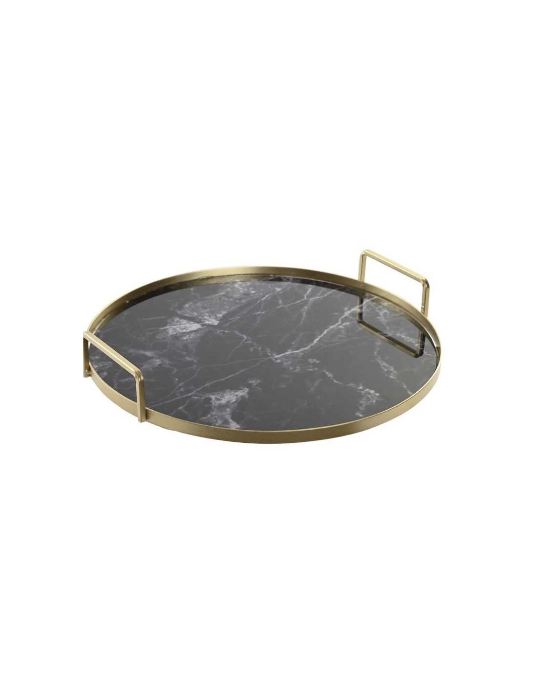 OGGETTISTICA: vendita online VASSOIO BD203350 METALLO D30CM EFFETTO MARMO NERO in offerta