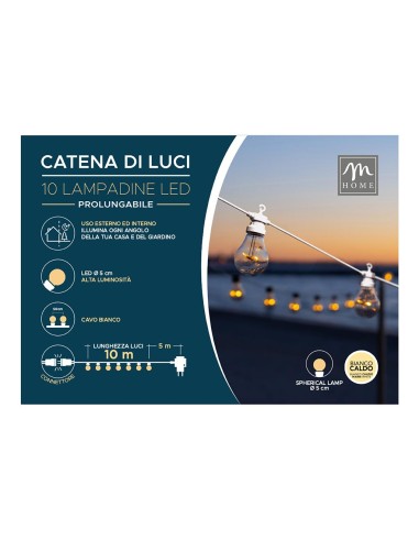ILLUMINAZIONE ESTERNE: vendita online CATENA 10 LAMPADINE LED 10 MT BIANCO NATURALE 38033 in offerta