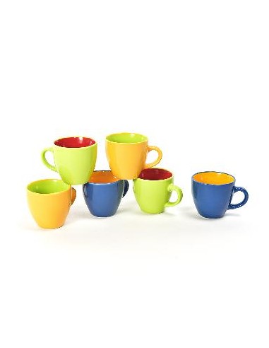 TAZZE CAFFE' E LATTE: vendita online SET 6 TAZZINE CAFFE 02574 CERAMICA 88ML COLORI ASSORTITI in offerta