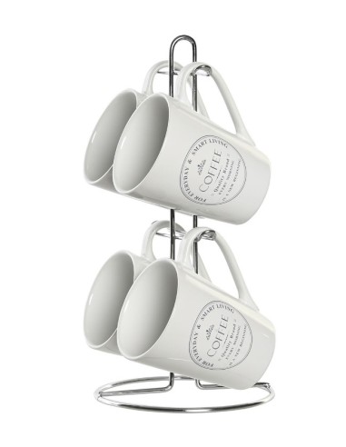 TAZZE CAFFE' E LATTE: vendita online SET 4 TAZZE PC204951 300ML CON SUPPORTO METALLO in offerta