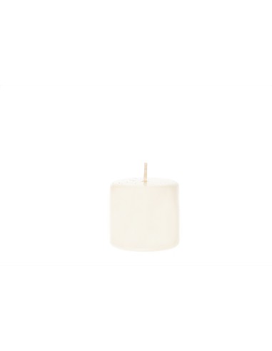 CANDELE: vendita online CANDELA PILLAR " LUCID " H CM 7 X D 8 COLORE AVORIO ESPOSITORE BIANCO in offerta