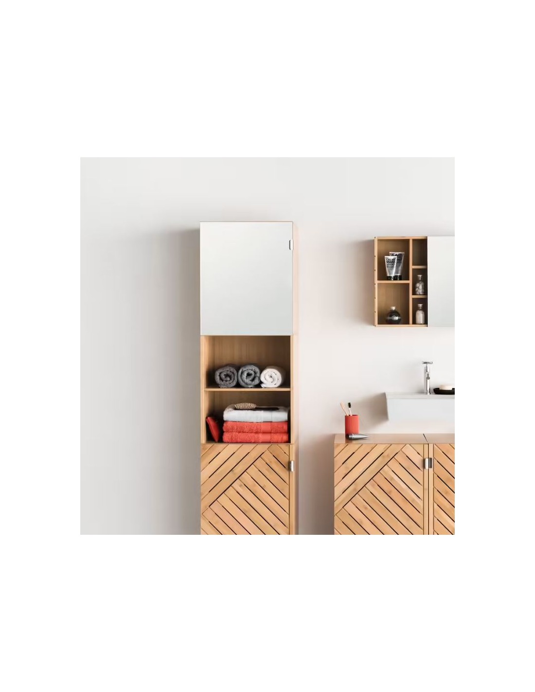 SPECCHI E MOBILETTI: vendita online MOBILETTO BAMBOO/MDF 45X38X55CM 2 SCOMPARTI 174652 in offerta